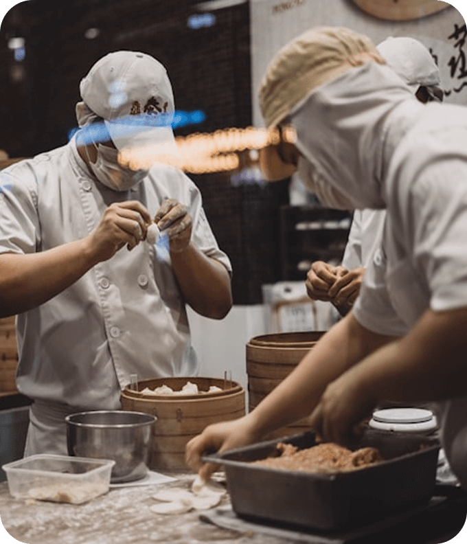 Kitchen team working together in harmony